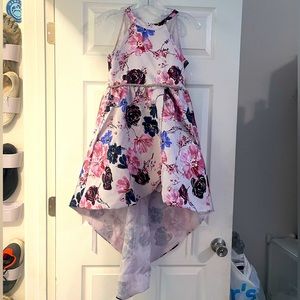 Rare Editions size 10 high/low girls dress. Floral, sparkly, shiny, Lace. NEW